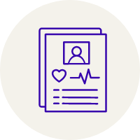 A line-style illustration of a patient note.