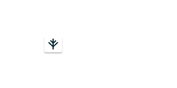 Black tree-like icon with three branches on white square background with shadow.