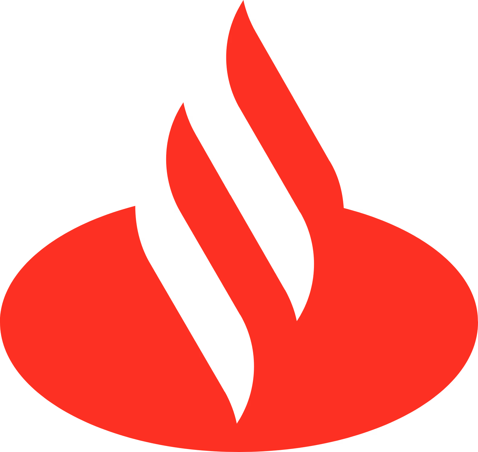 Red abstract flame icon with two separate flame shapes on a black background.
