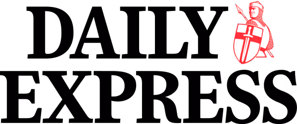 Logo of Daily Express featuring a red knight holding a shield with a white cross and a sword, positioned to the right of the black text 'Daily Express'.
