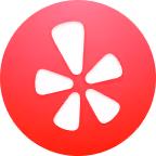 Yelp logo with a white stylized burst inside a red circular background.