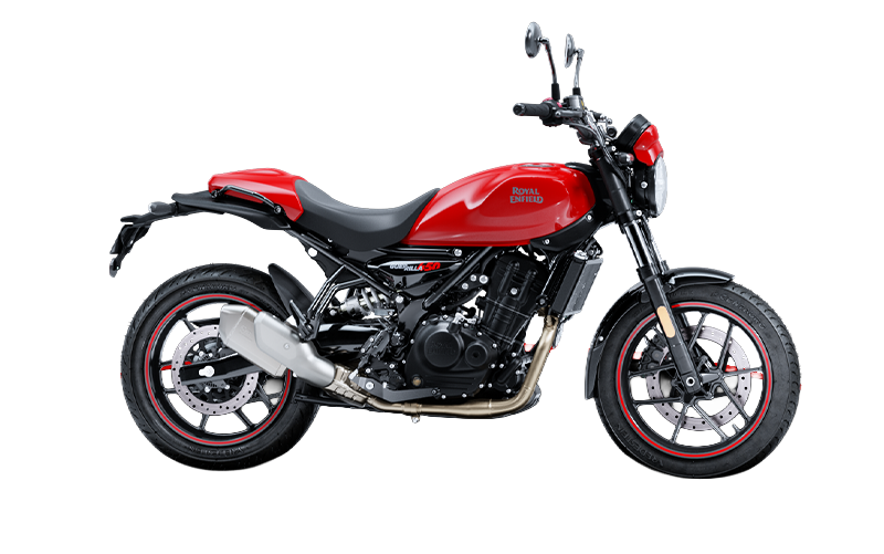 Royal Enfield Guerrilla 450 Apex Red — boční pohled