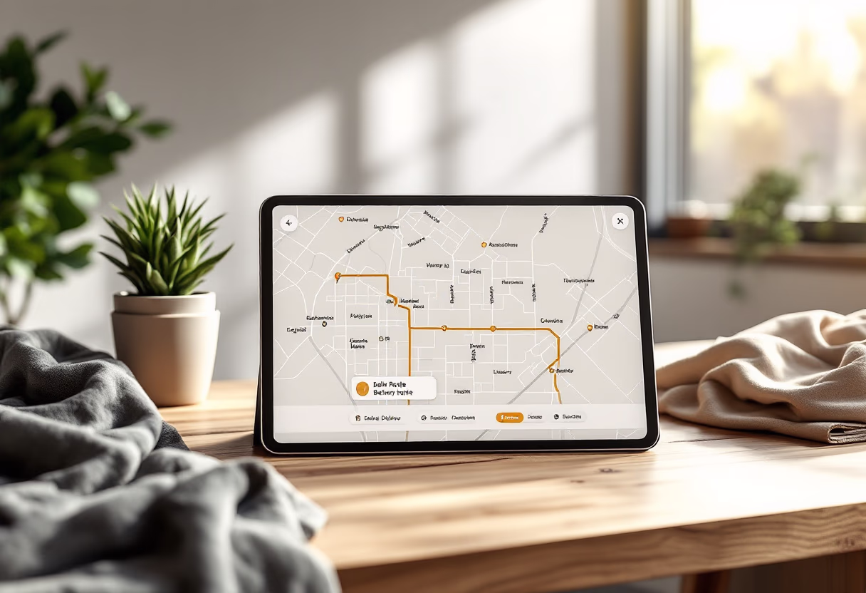 image of delivery route map (for a courier & delivery service)