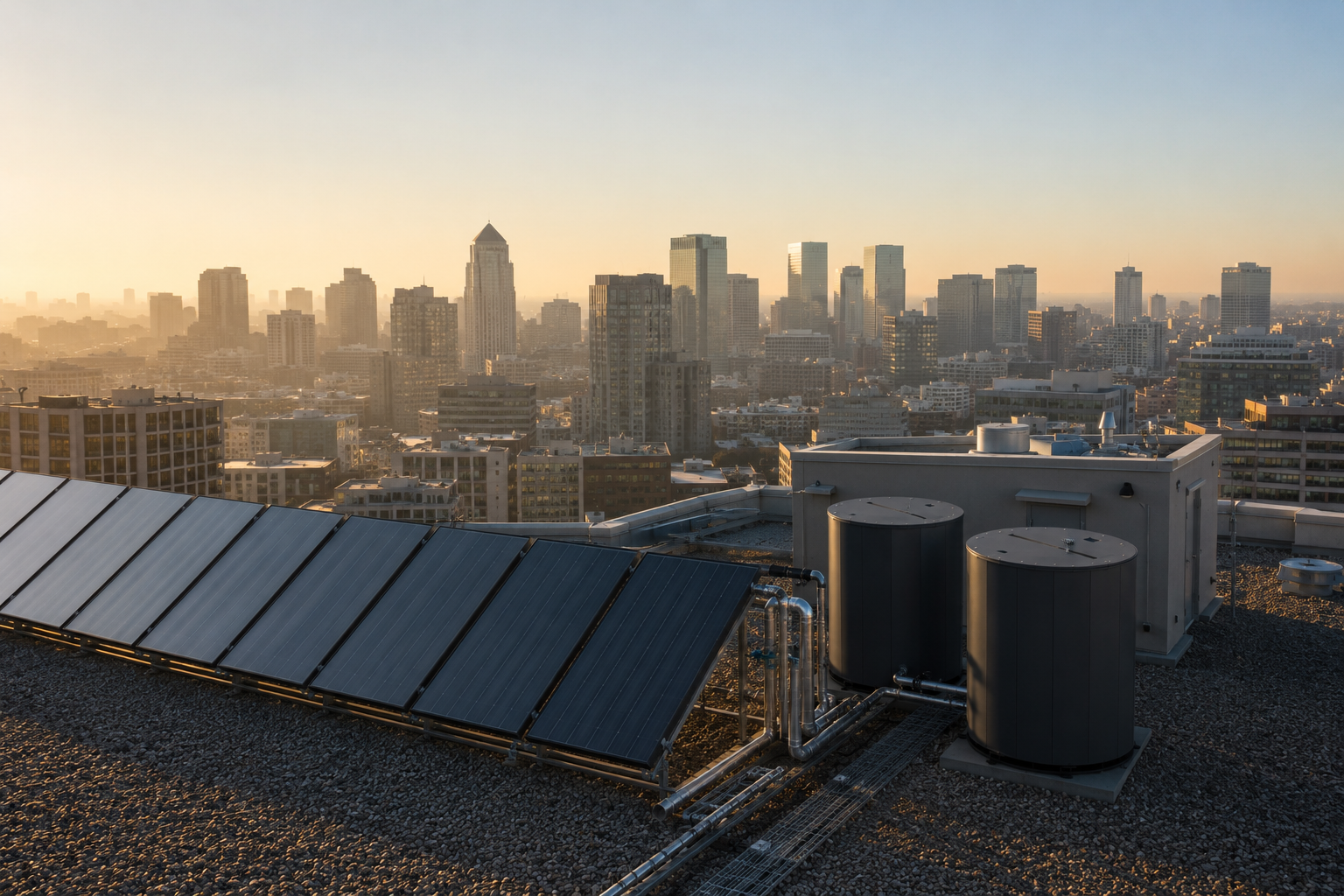 Thermal energy system on a commercial roof