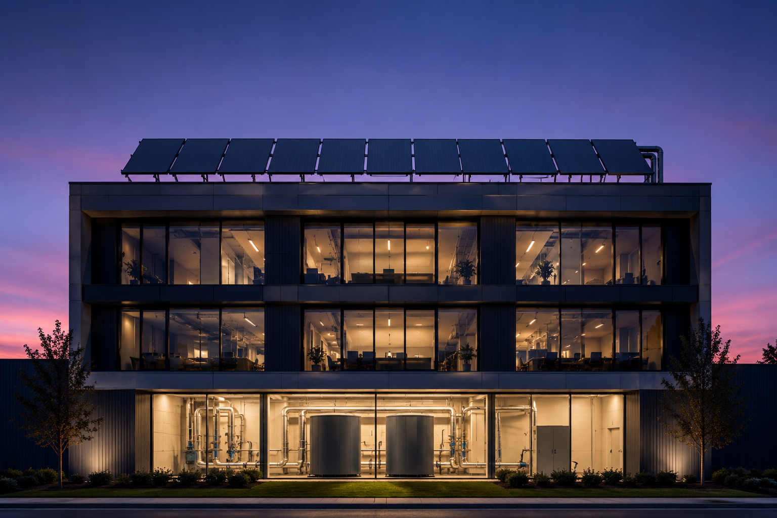 Home with solar on top for a thermal energy system