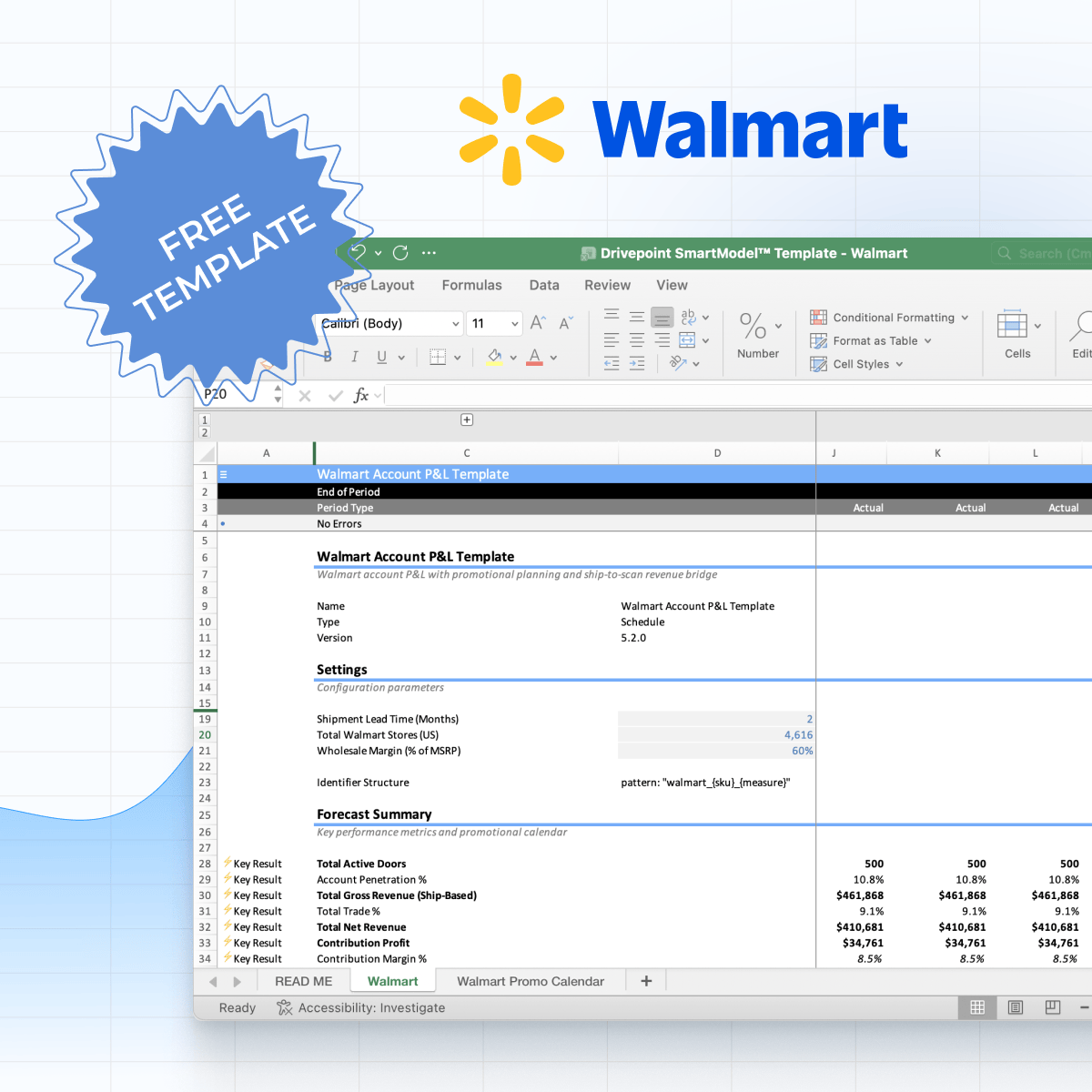 Walmart forecasting template preview