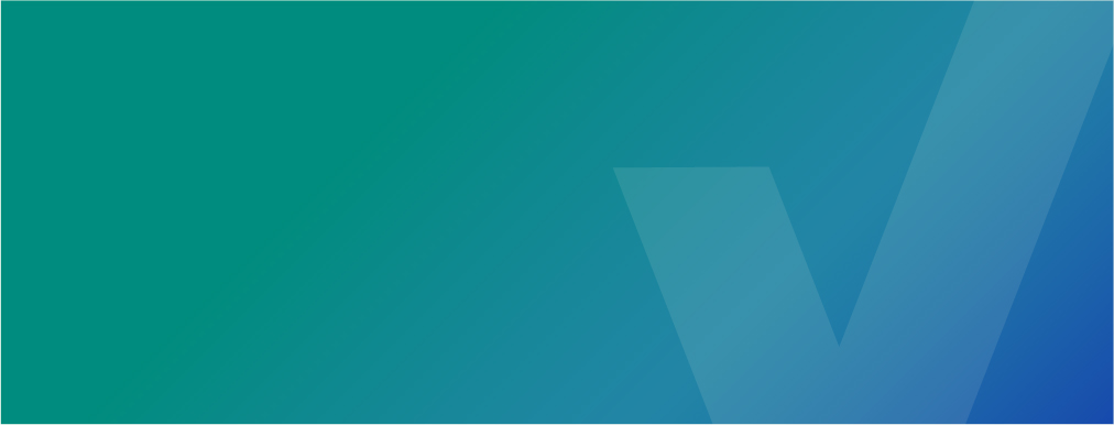 Gradient background blending teal to blue with a large faint checkmark on the right.