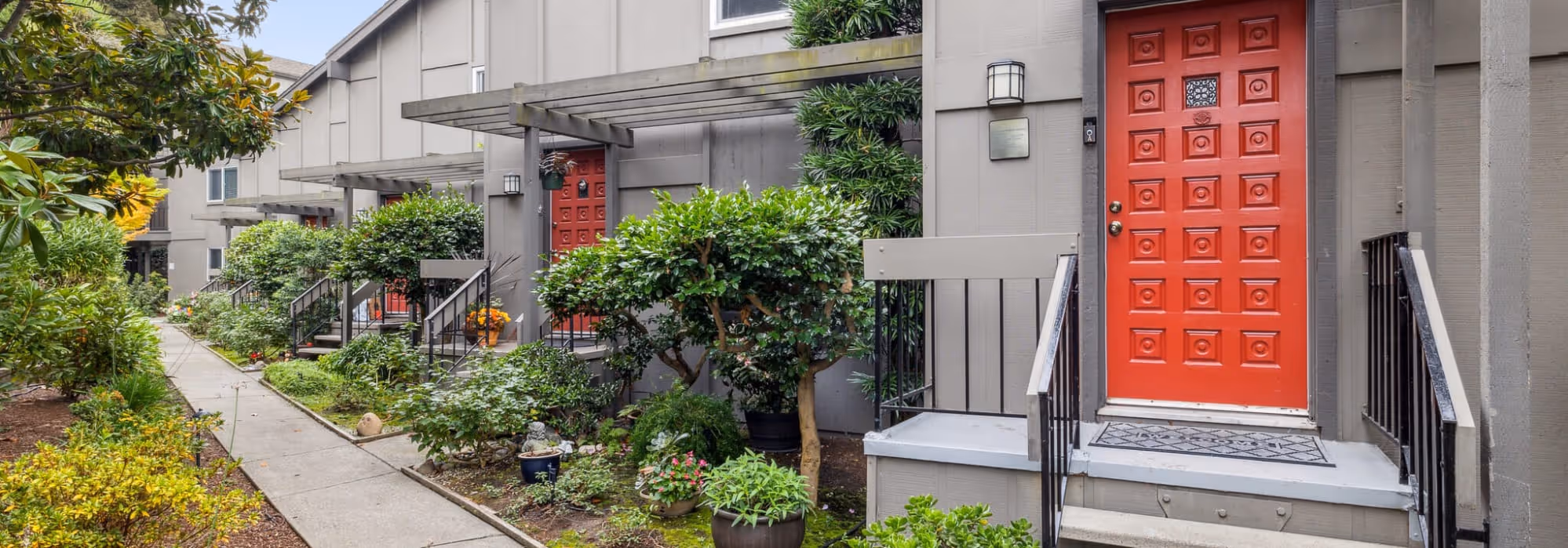 Front doors and landscaping