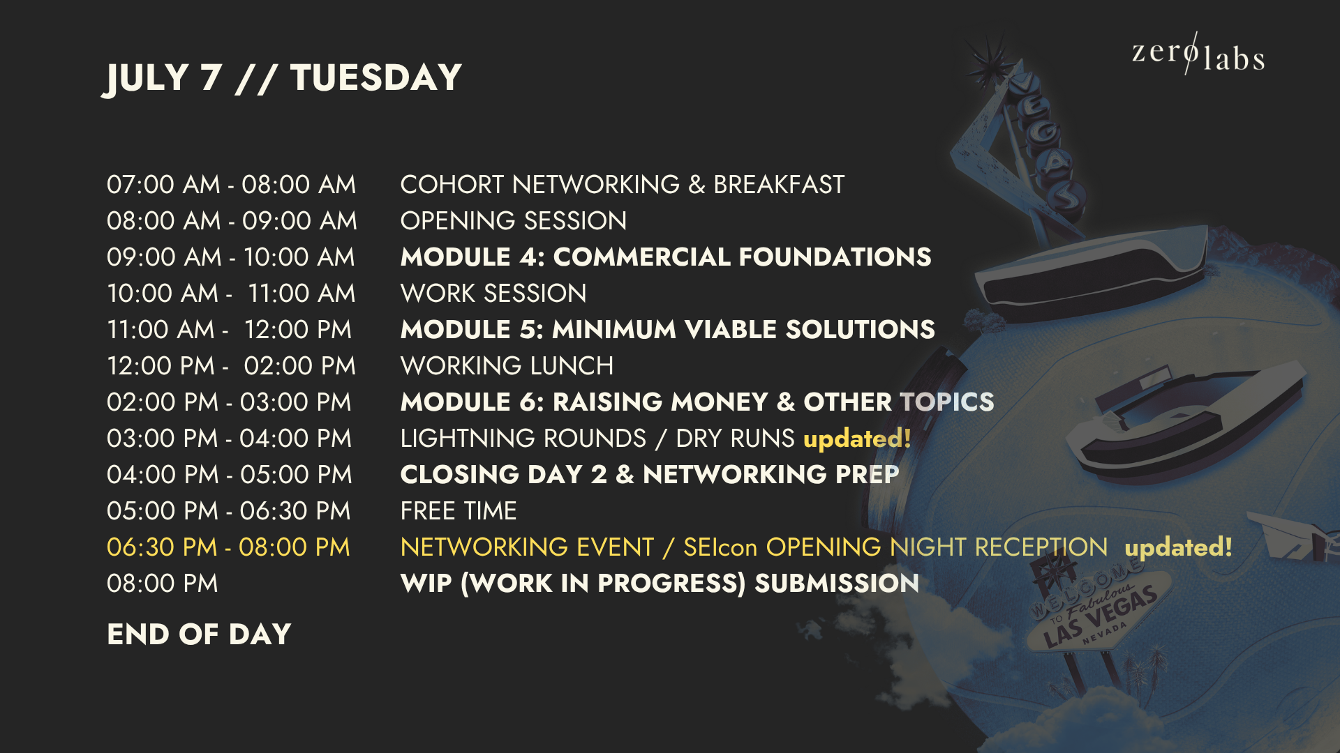 ILP8 Day 2 schedule, Tuesday July 7