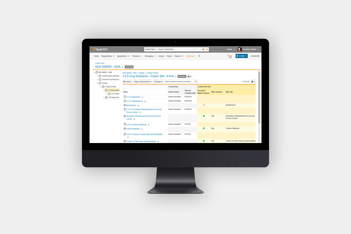 Interface Vault RIM Veeva