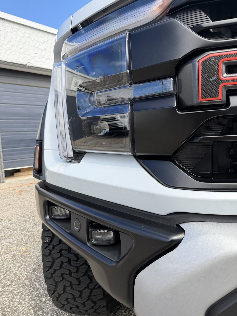 Ford Raptor headlight area with paint protection film