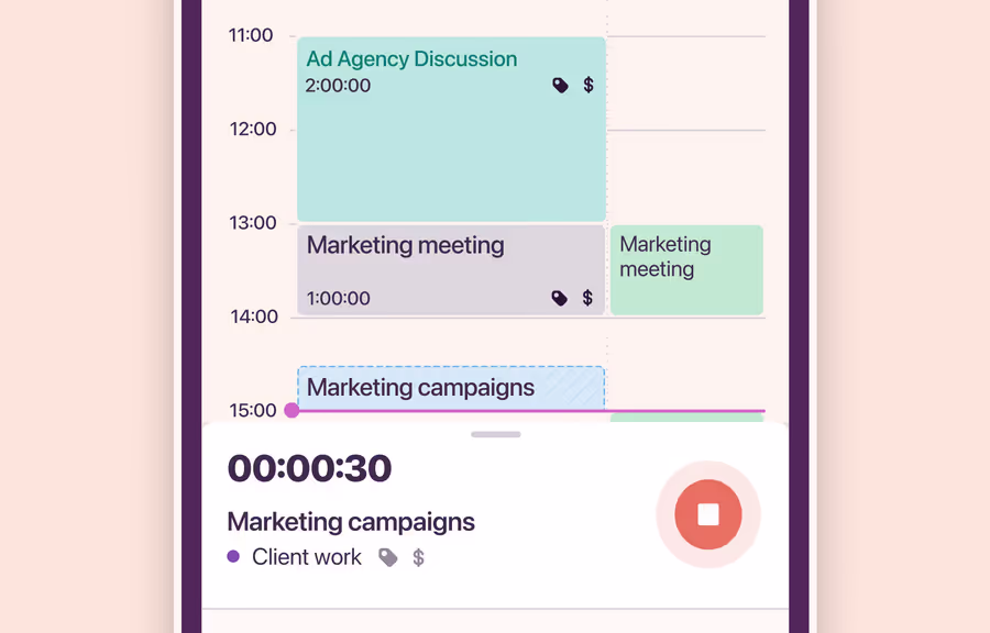 Time tracking goals dashboard