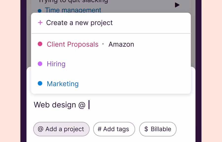 Time tracking goals dashboard