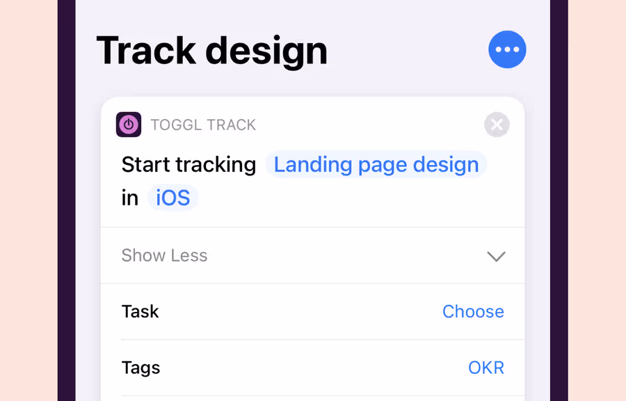 Time tracking goals dashboard