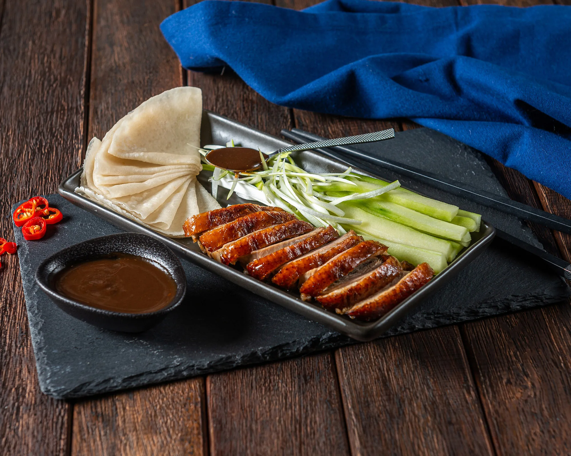 Peking duck photographed for a Brisbane hospitality campaign