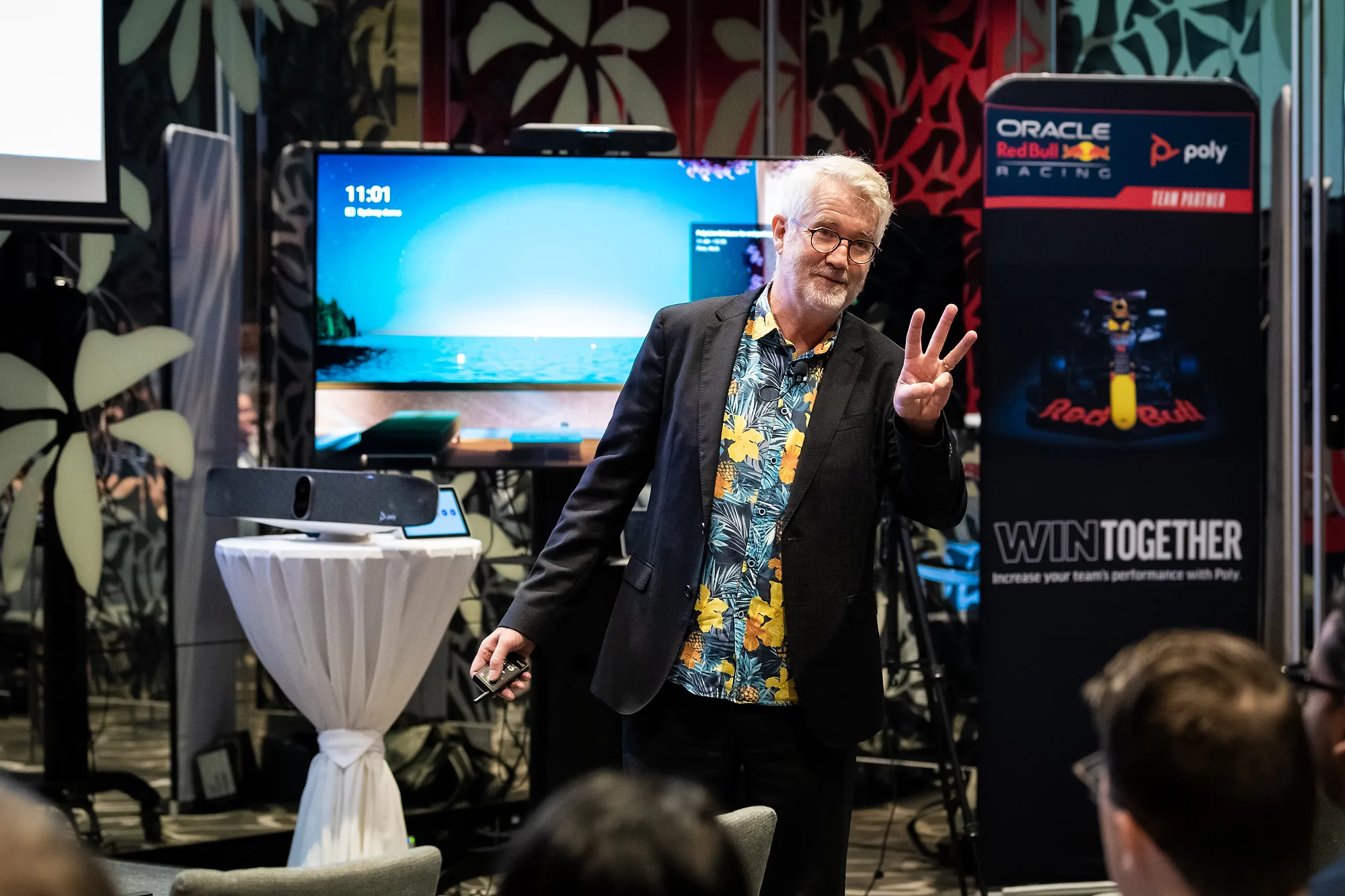 Corporate speaker presenting at a Brisbane technology event