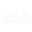Illustration of a small motorboat with a canopy and equipment on board.