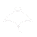 Simple white line drawing of a manta ray on a transparent background.