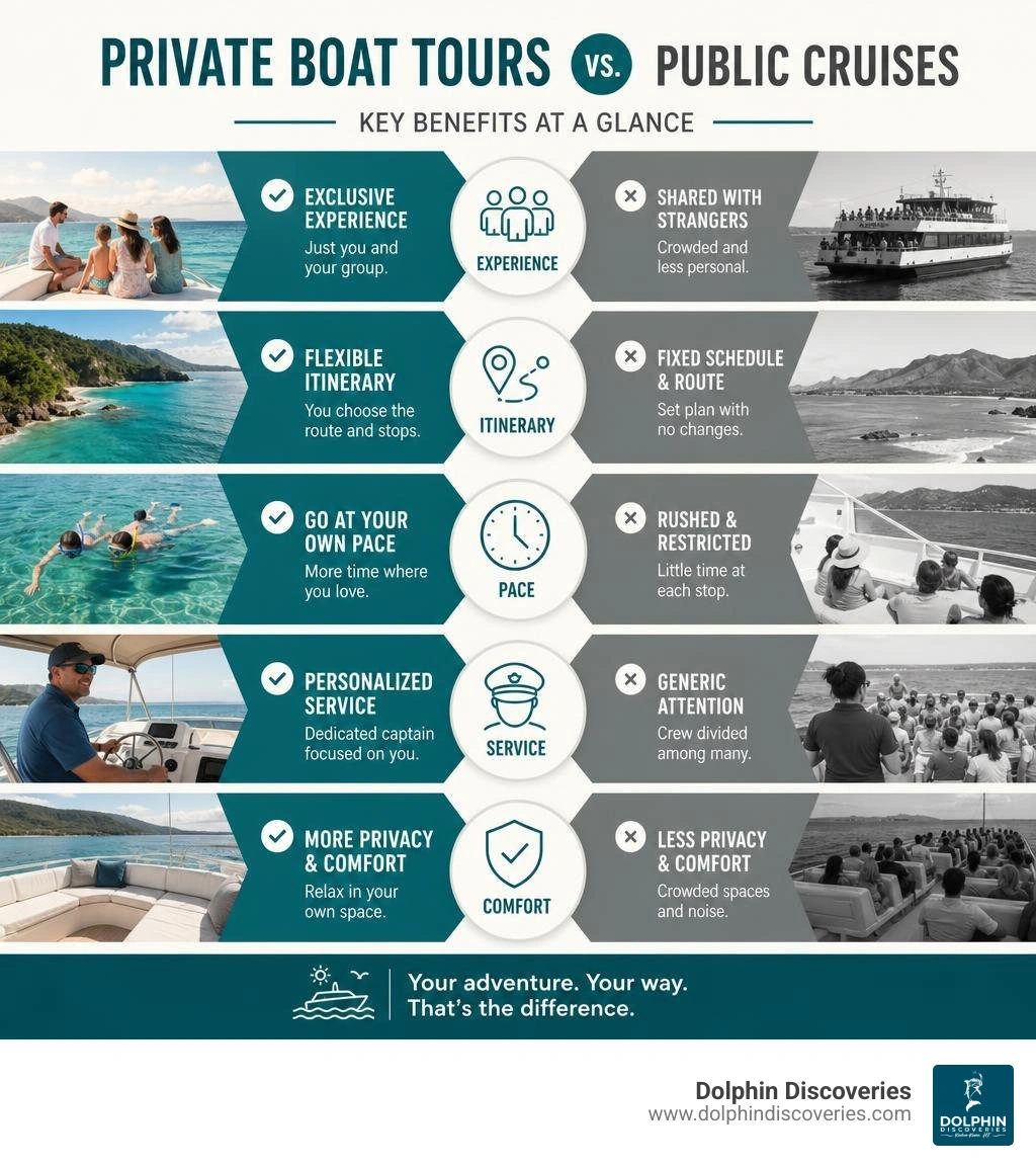 Key benefits of private boat tours vs public cruises infographic infographic Key benefits of private boat tours vs public cruises infographic infographic