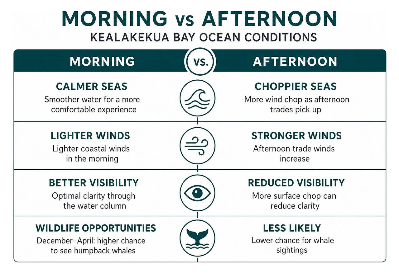 Morning vs afternoon ocean conditions comparison Morning vs afternoon ocean conditions comparison