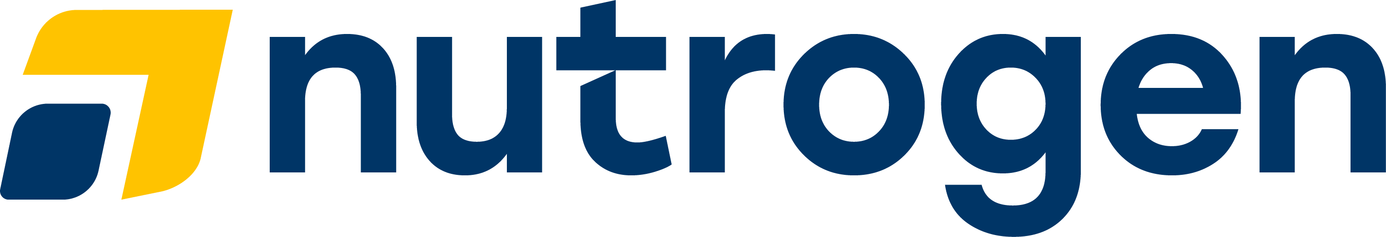Nutrogen company logo featuring a stylized yellow and navy geometric design followed by the word 'nutrogen' in navy lowercase letters.