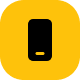 Yellow rounded square icon with a black smartphone silhouette in the center.