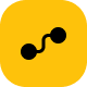 Black connected dots forming a network path on a yellow rounded square background.
