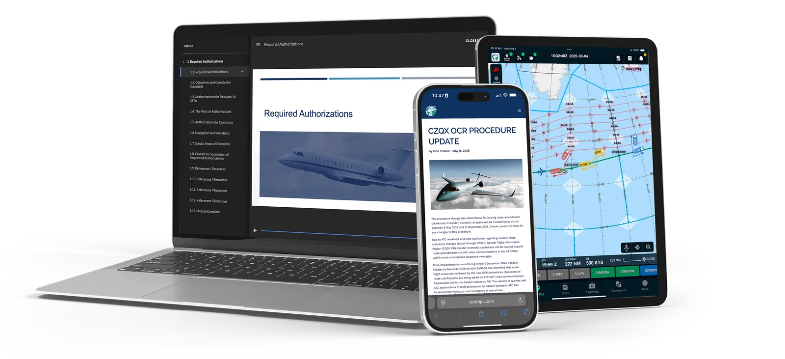The Scott IPC app on iPad, laptop, and iPhone