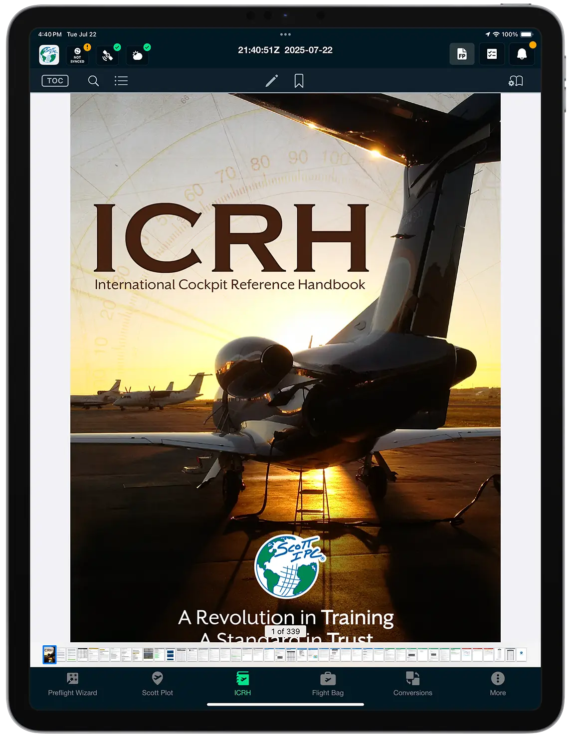 A Scott Note open in the ICRH on a portrait iPad
