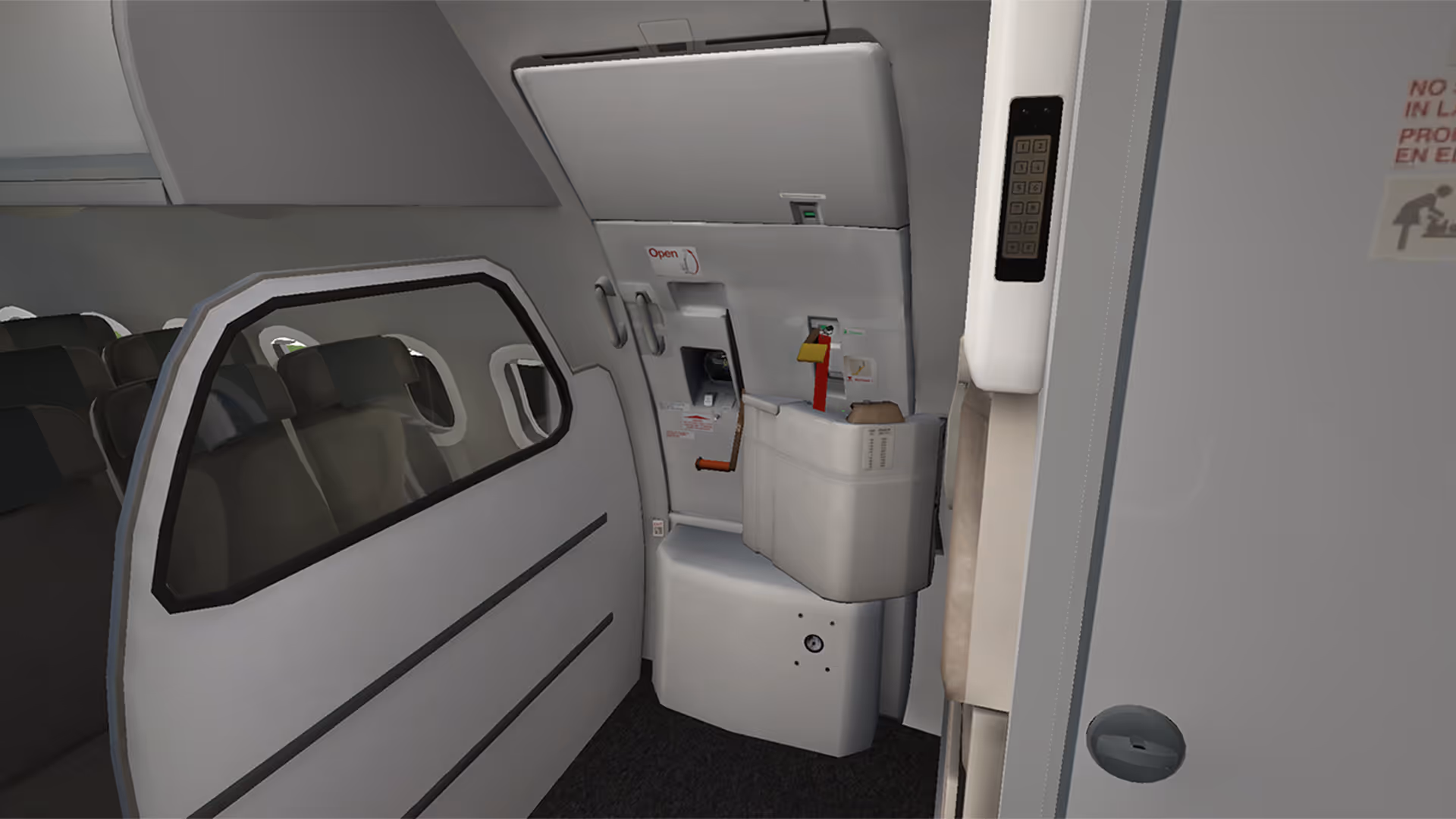 Interior of aircraft cabin door