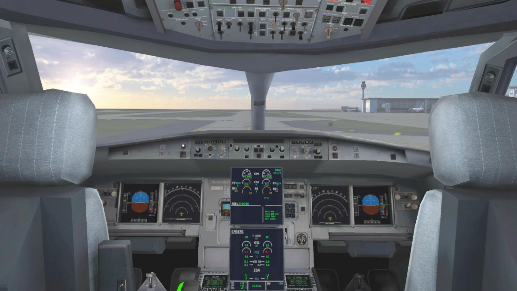 Rendering of VR training module inside the cockpit