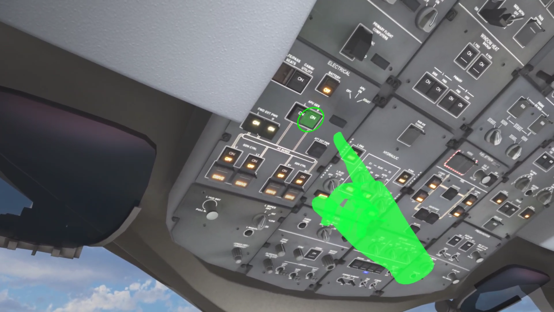 VR Hand pressing button on Cockpit controls