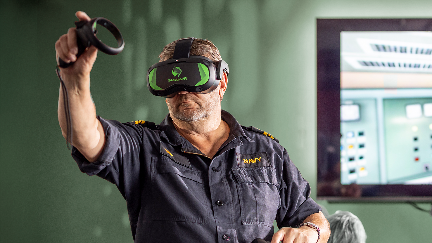a man wearing a vr headset