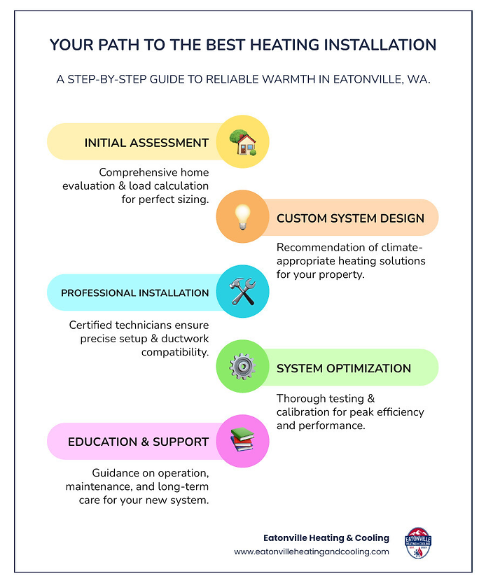 Flowchart illustrating the heating system installation process, highlighting key steps and considerations for homeowners in Eatonville, WA, focusing on efficient heating solutions.