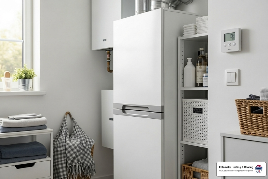 Modern heating system in a well-maintained home, highlighting the importance of regular heating maintenance for efficiency and safety.