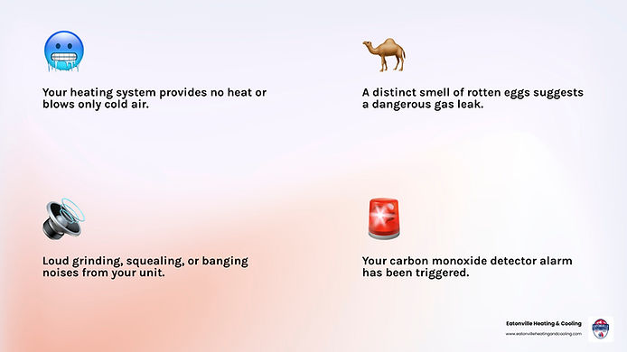 Heating system icons indicating emergency repair services, emphasizing the importance of timely response for heating failures in Olympia, WA.