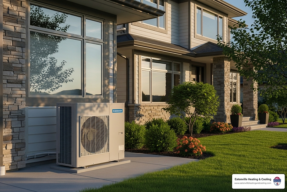 Heat pump system installed outside a home, emphasizing reliable HVAC solutions for comfort in Puyallup, WA.