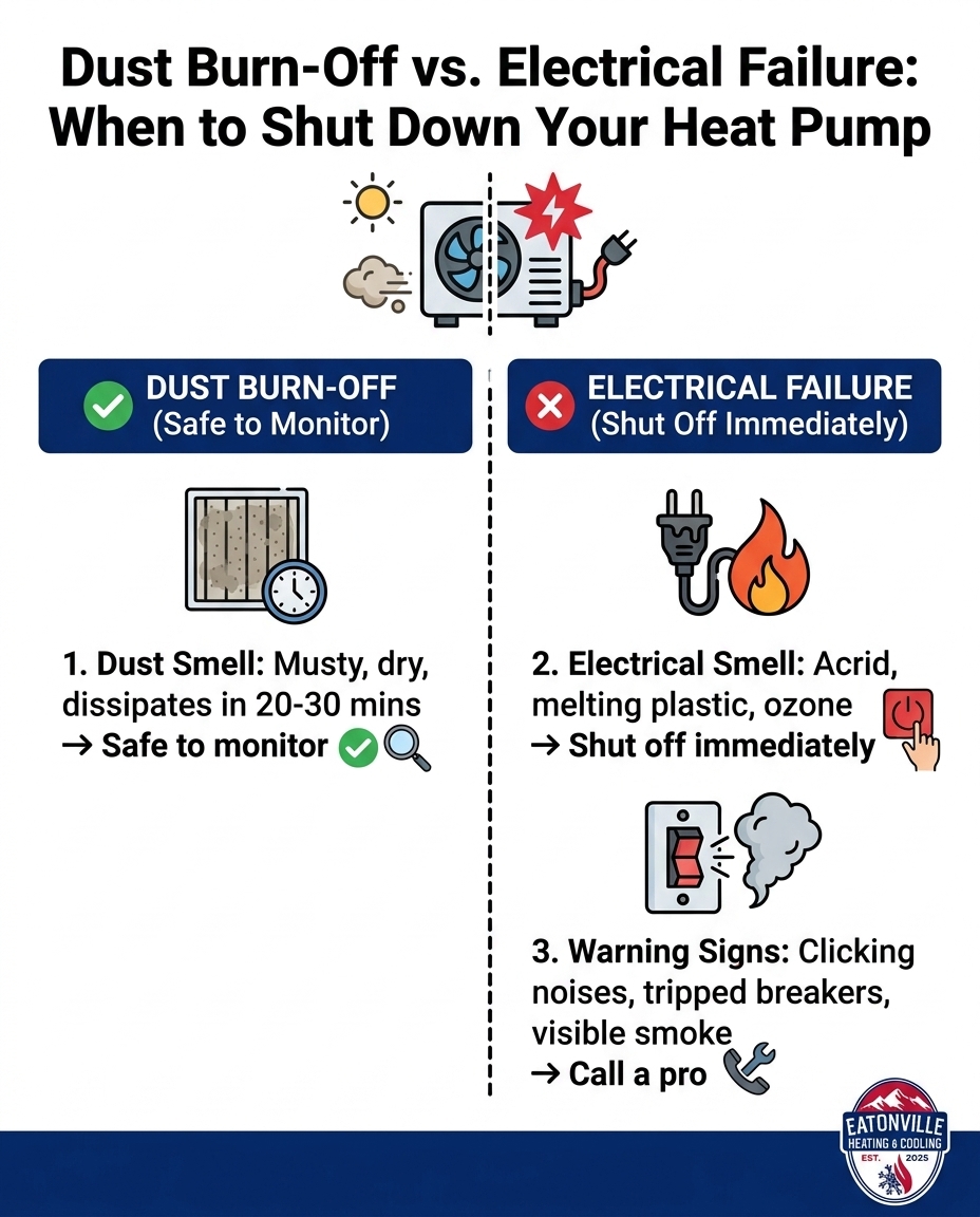 Dust Burn-Off vs. Electrical Failure: When to Shut Down Your Heat Pump