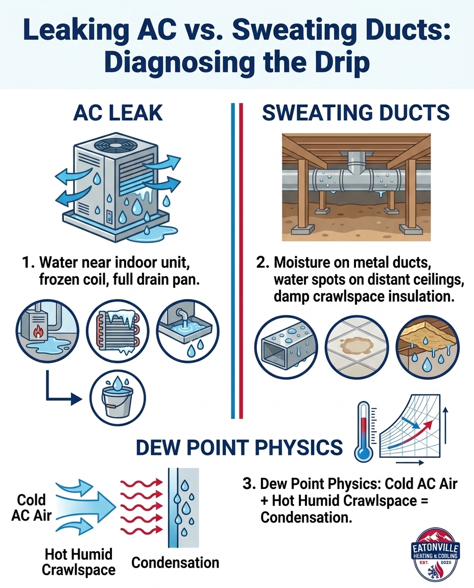 Leaking AC vs. Sweating Ducts: Diagnosing the Drip