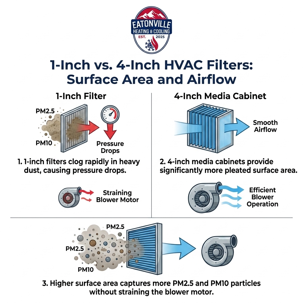 1-Inch vs. 4-Inch HVAC Filters: Surface Area and Airflow