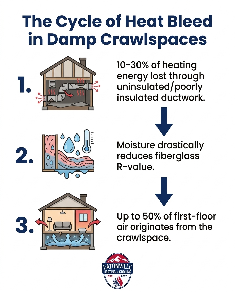 The Cycle of Heat Bleed in Damp Crawlspaces