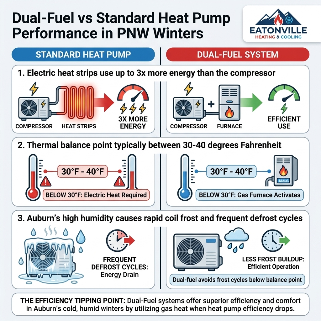 Dual-Fuel vs Standard Heat Pump Performance in PNW Winters