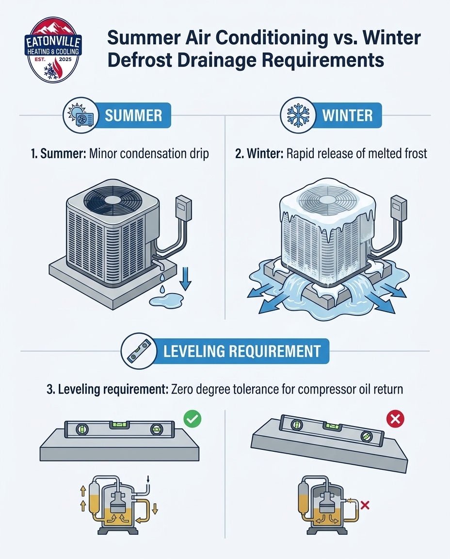 Summer Air Conditioning vs. Winter Defrost Drainage Requirements