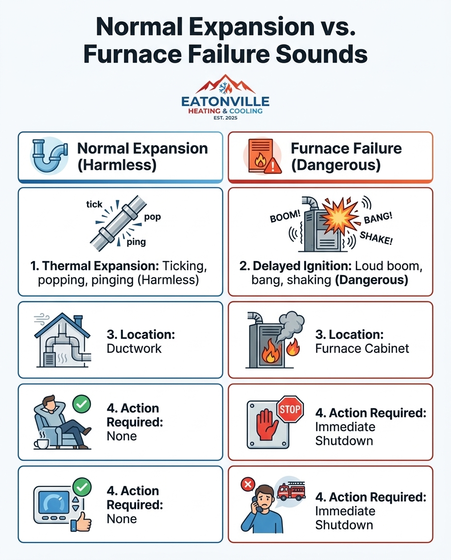 Normal Expansion vs. Furnace Failure Sounds