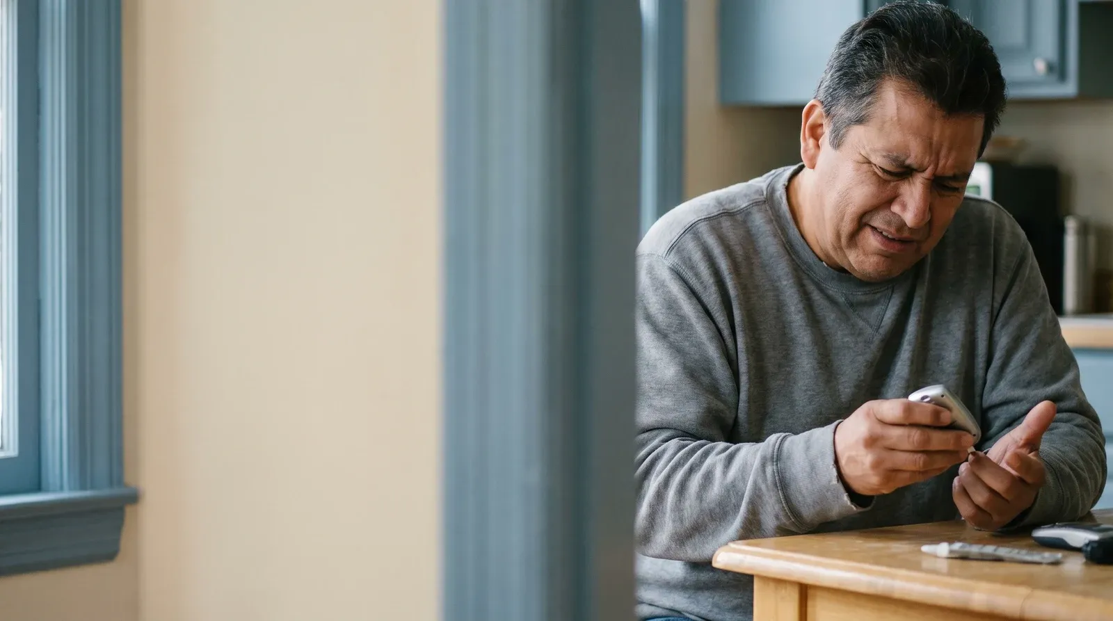 An AllCare team member checking in a patient on a tablet at the front desk