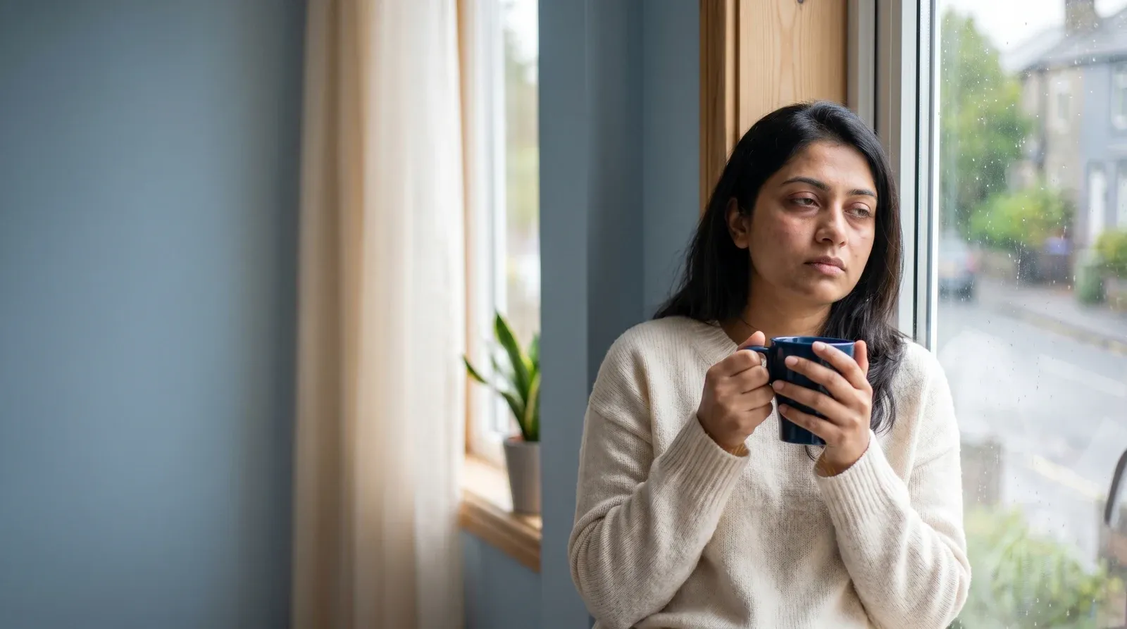 An AllCare team member checking in a patient on a tablet at the front desk
