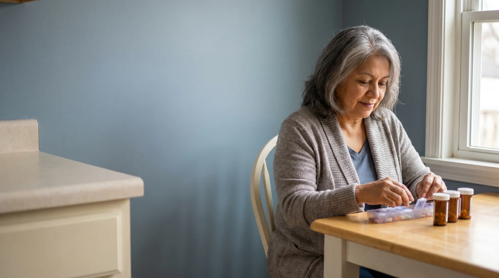 An AllCare team member checking in a patient on a tablet at the front desk