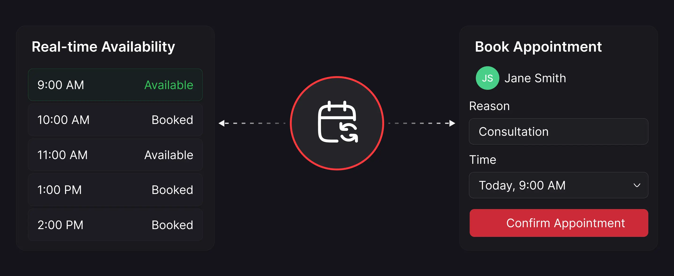 Real-time scheduling availability synced with appointment booking for faster patient scheduling.