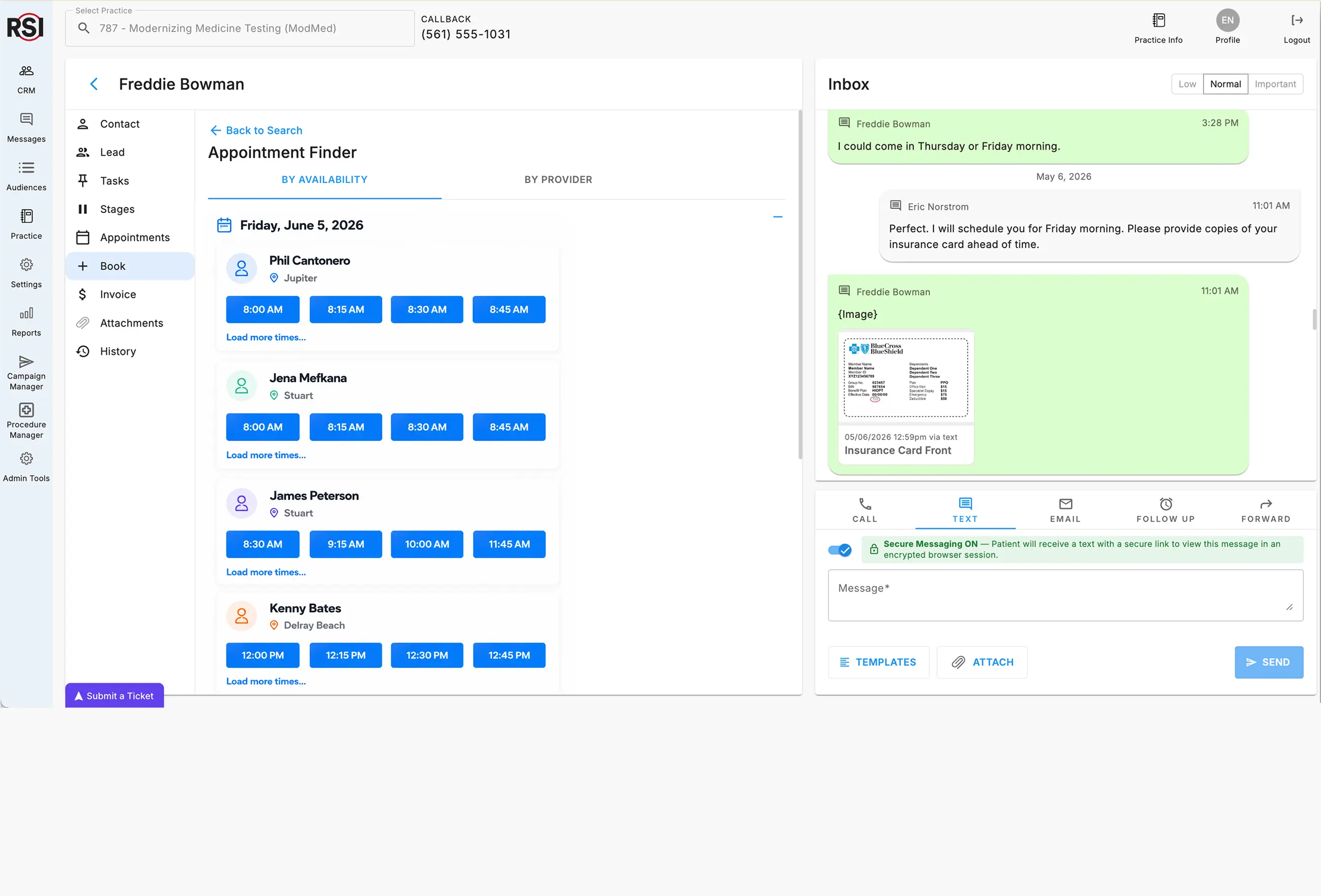 CRM Scheduling dashboard