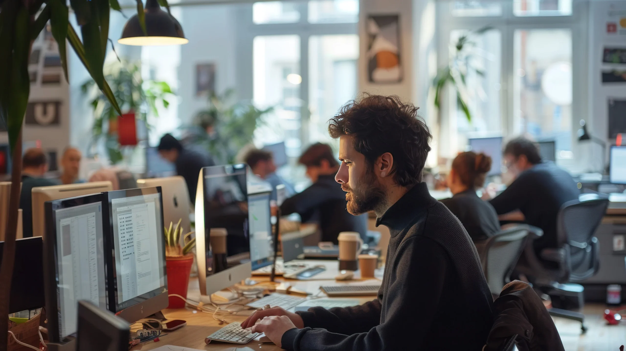 Uno specialista del web marketing del Ticino al lavoro.